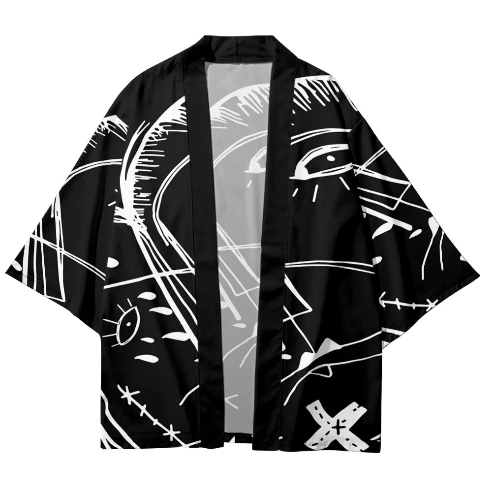 Japanese Kimono Couple Cardigan with Ukiyo-e Design