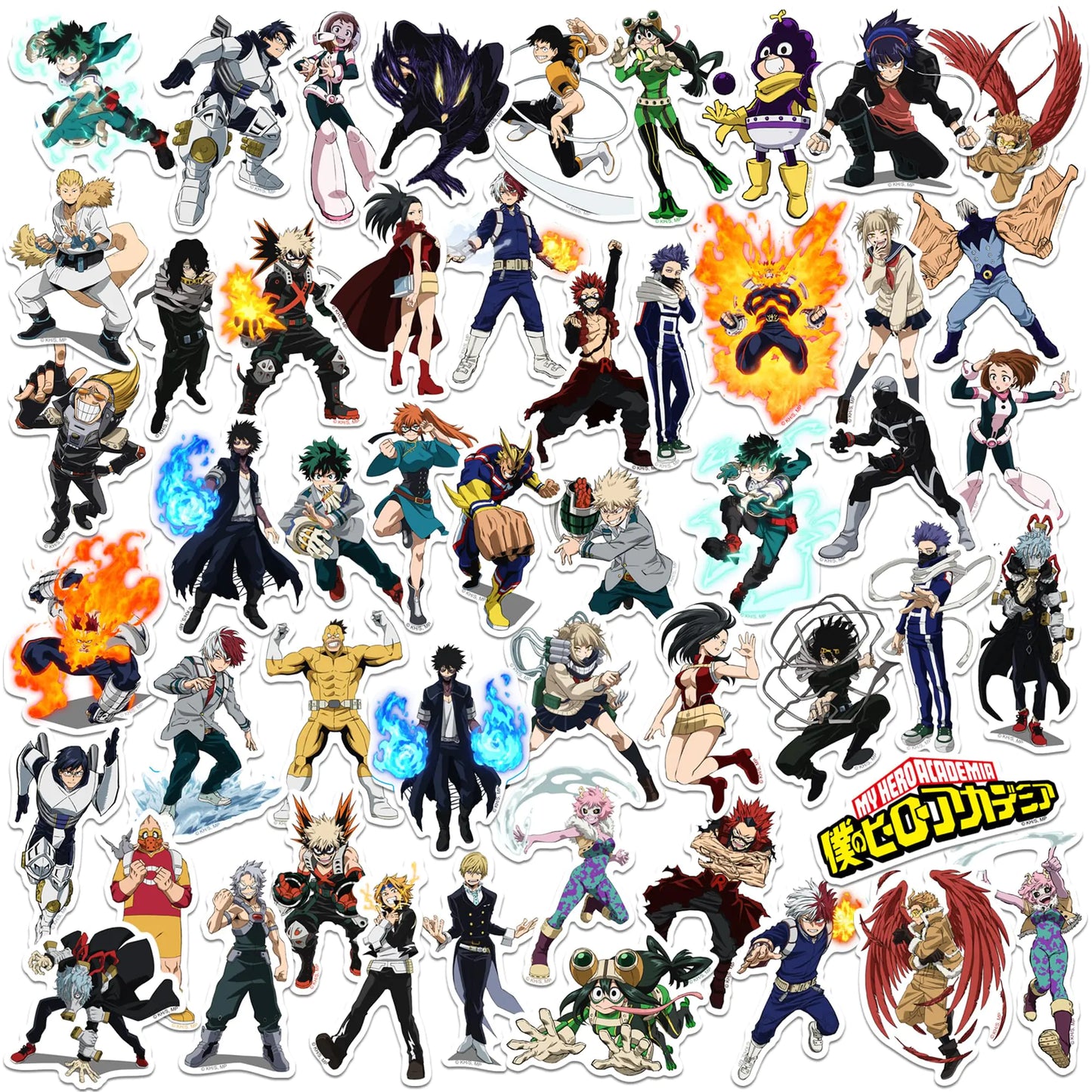 My Hero Academia Character 50ct Vinyl Large Deluxe Stickers Variety Pack - Laptop Water Bottle Scrapbooking Tablet Skateboard Indoor/Outdoor