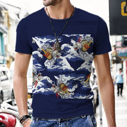 3D Printed Polyester Men's T-Shirt with Dragon Totem