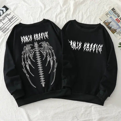 Retro Punk Anime Printed Hoodie for Girls