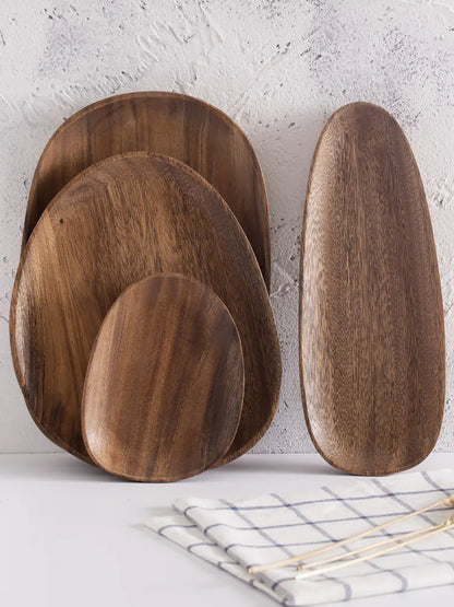 Irregular Solid Wood Plate for Nuts and Snacks