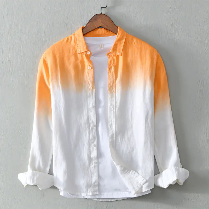 Men's Japanese Style Gradient Linen Shirt Jacket