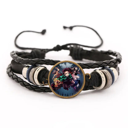 Demon Slayer Leather Bracelet for Men (Anime Merchandise)