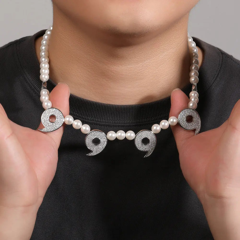 Men's Cartoon Anime Necklace with Pearl Elements
