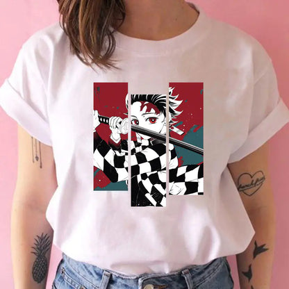 Demon Slayer Women's Printed White T-Shirt