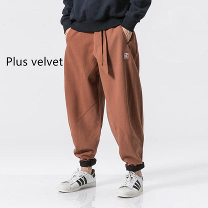 2019 Winter Thick Loose Japanese Style Men's Cotton Pants