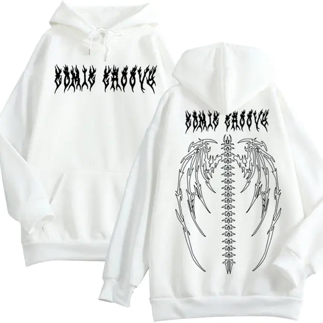 Retro Punk Anime Printed Hoodie for Girls