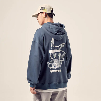 Men's Pikachu Print Hoodie - Casual Oversized Sweatshirt