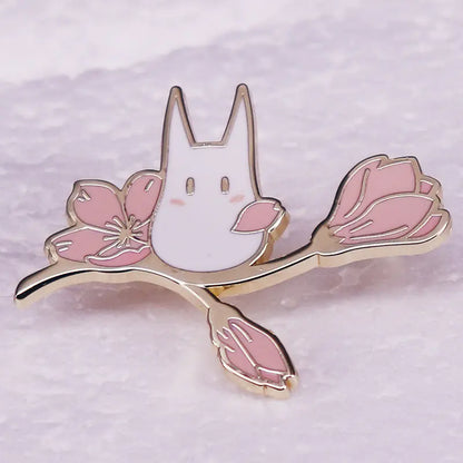 Cute Totoro Cherry Blossom Anime Brooch Accessory