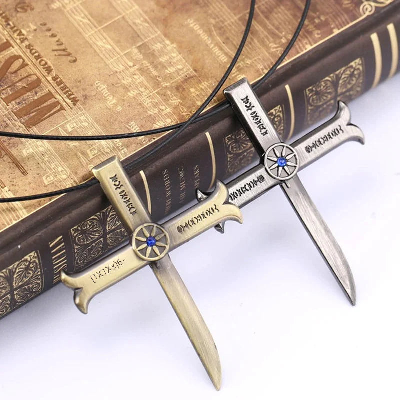 Anime Dracule Mihawk Necklace Cross Sword Pendant