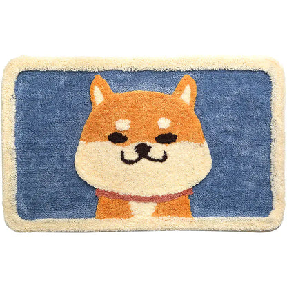 Cartoon Akita Dog Plush Bathroom Rug and Mat