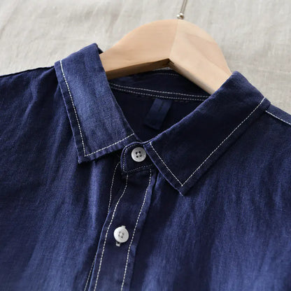 Men's Japanese Style Gradient Linen Shirt Jacket