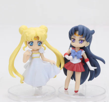 6pcs Anime Sailor Moon Tsukino Usagi Cute Mini Figures Anime Figurine Display Piece