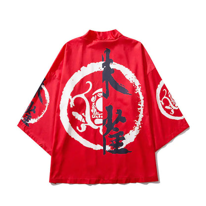 Japanese Ukiyo-e Koi Fish Kimono Cape for Cosplay