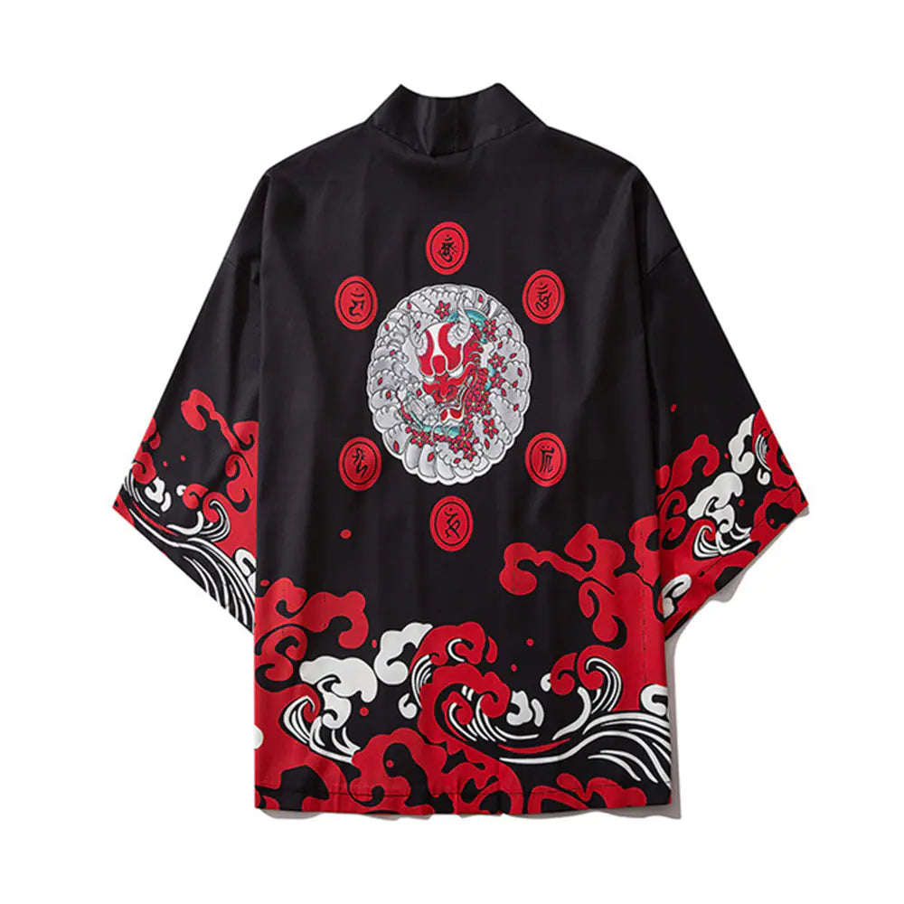 Japanese Ukiyo-e Koi Fish Kimono Cape for Cosplay