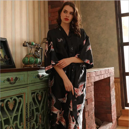 Red Silk Wedding Kimono Robe for Brides and Bridesmaids
