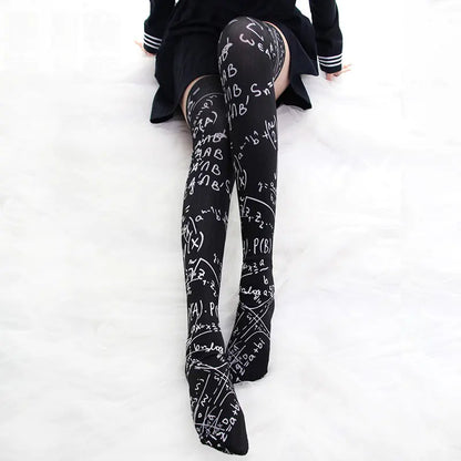 Anime Knee Print Tube Stockings for Loli Girls