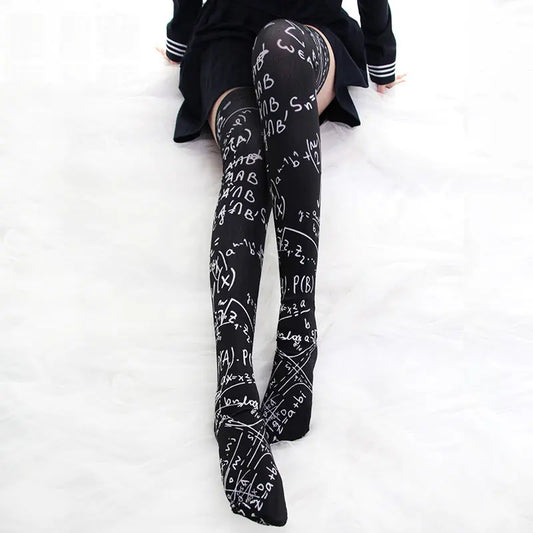 Anime Knee Print Tube Stockings for Loli Girls