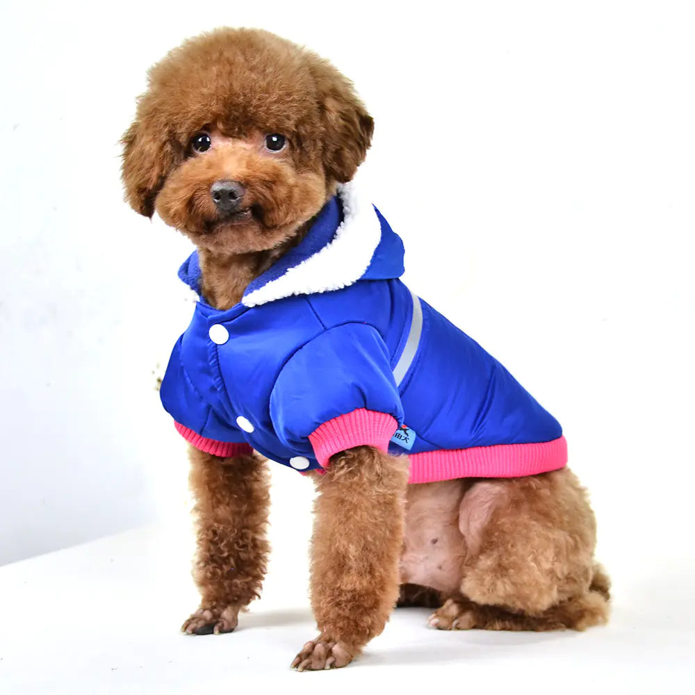 Reflective Hooded T-shaped Pet Jacket in Silk Cotton