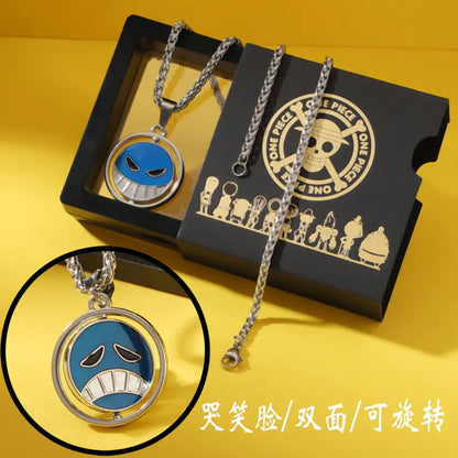 One Piece Luffy Ace Skull Pendant Necklace for Men