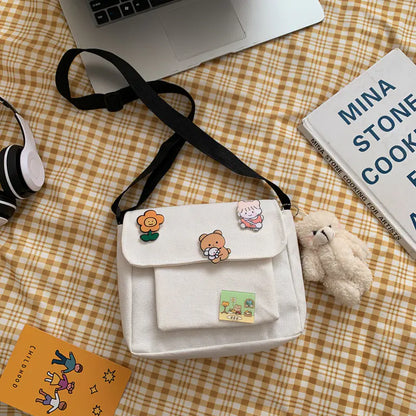 Cute Canvas Crossbody Bag for Girls - 2023 Japan Style