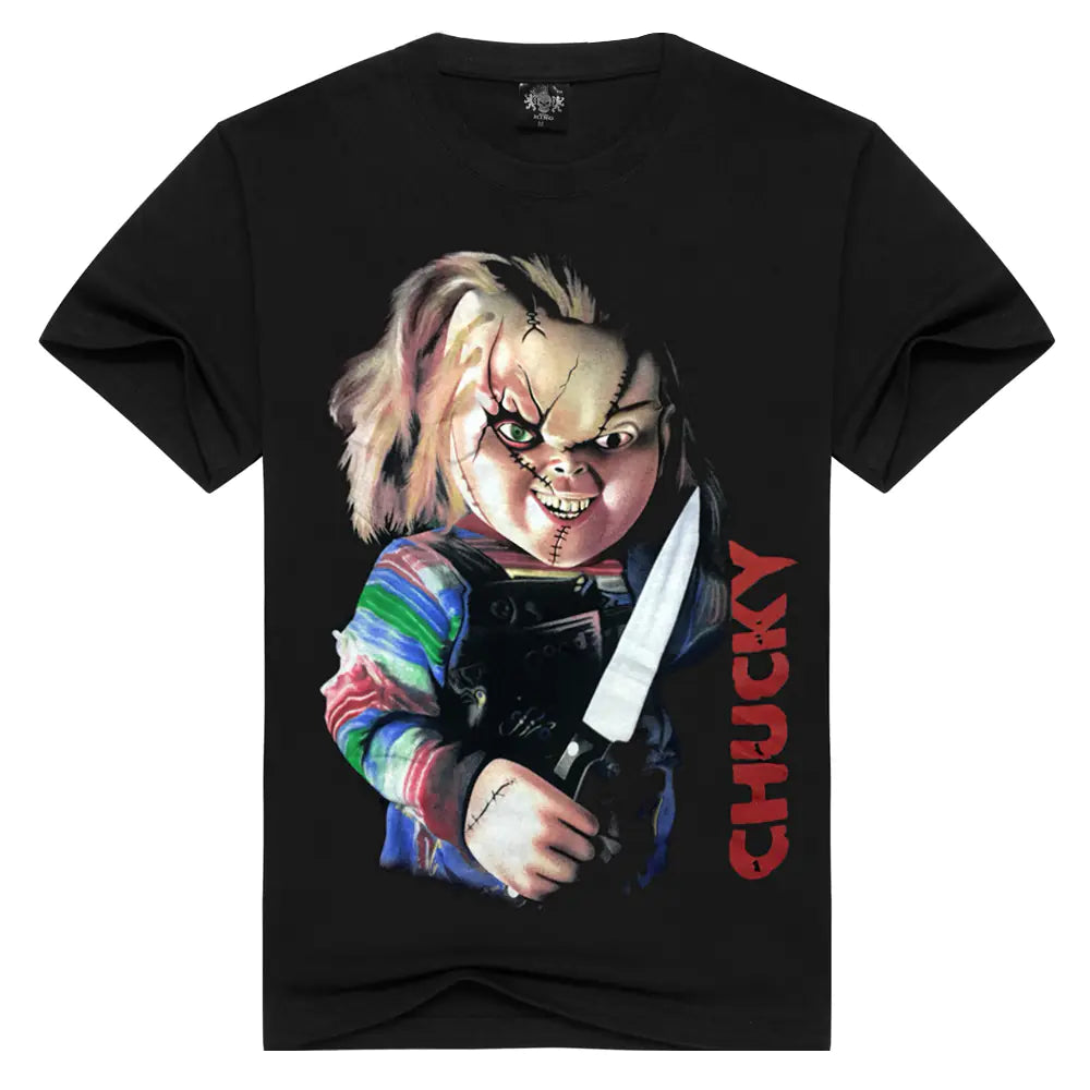 Men's 3D Printed Chucky Graphic Black T-Shirt