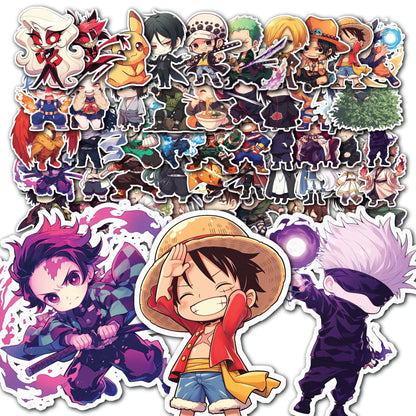 Evercio 50 Pcs Anime Stickers Mixed Pack Trendy Various Manga Stickers Vinyl Decals for Water Bottle Kindle EBook Laptop Phone Notebook Gift for Anime Lover Kids Teens Adults Unique Designs
