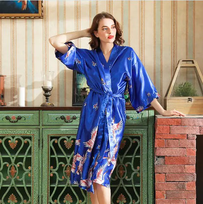 Red Silk Wedding Kimono Robe for Brides and Bridesmaids