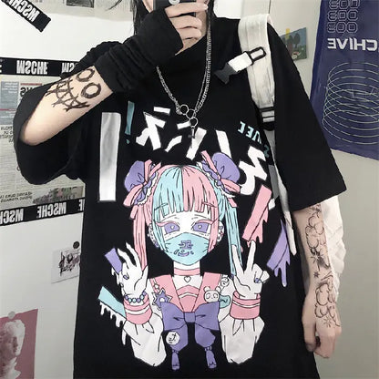 Japanese Anime Style Loose T-Shirt for Girls