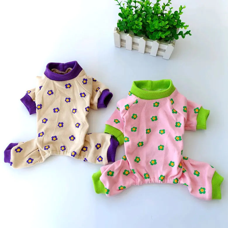 Colorful Chrysanthemum Cotton Pajamas for Pets