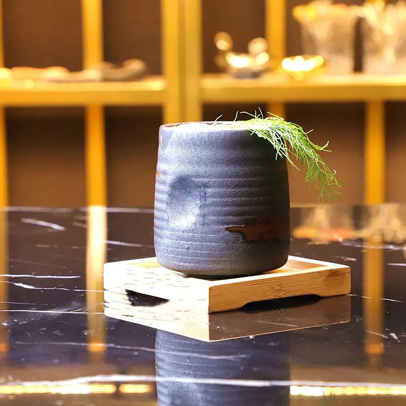 Japanese Porcelain Cocktail Teacup - Black Glazed