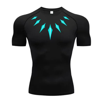 Anime Men's Compression Shirt Fitness Sport Running Tight Gym TShirts Athletic Workout Quick Dry Tops Tee Summer