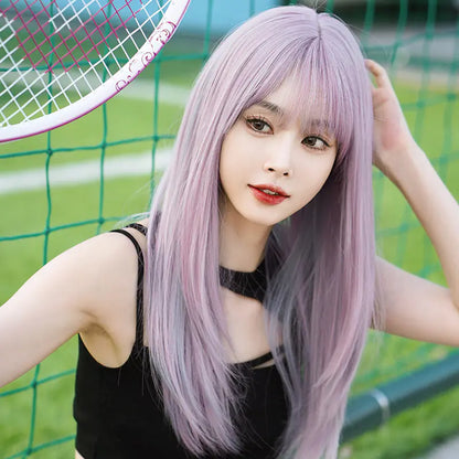 Mid-Length Curly Natural Hair Wig Set for Women