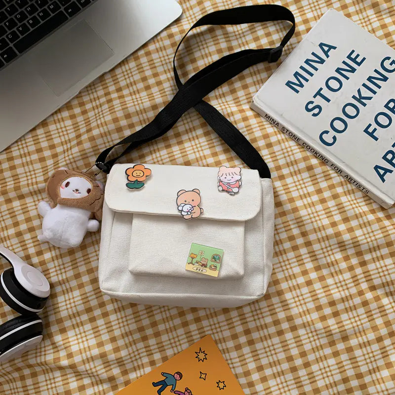 Cute Canvas Crossbody Bag for Girls - 2023 Japan Style