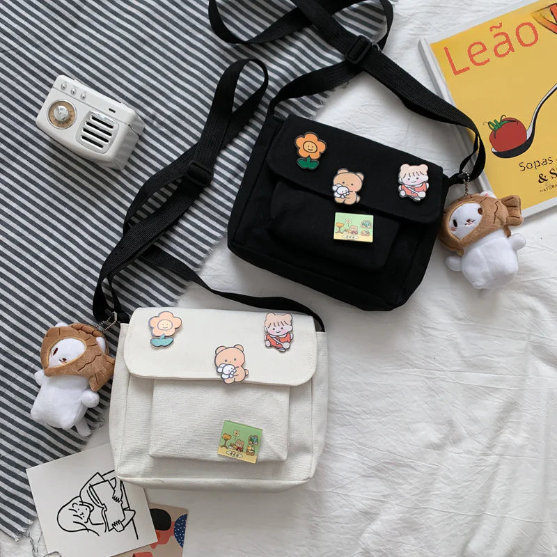 Cute Canvas Crossbody Bag for Girls - 2023 Japan Style