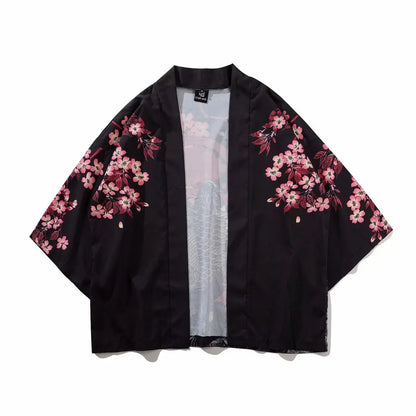 Japanese Style Ukiyo-e Print Kimono Cardigan for Men