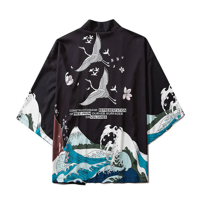 New Chinese Style Ukiyo-e Crane Robe for Men & Women