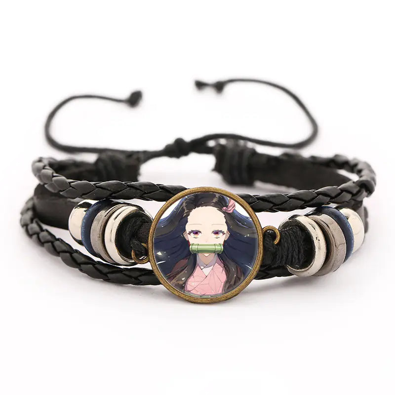 Demon Slayer Leather Bracelet for Men (Anime Merchandise)