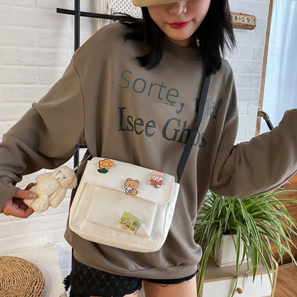 Cute Canvas Crossbody Bag for Girls - 2023 Japan Style