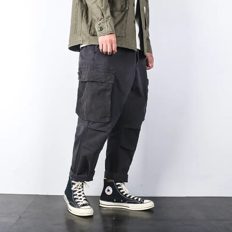 Japanese Loose Retro Military Style Overalls Pants