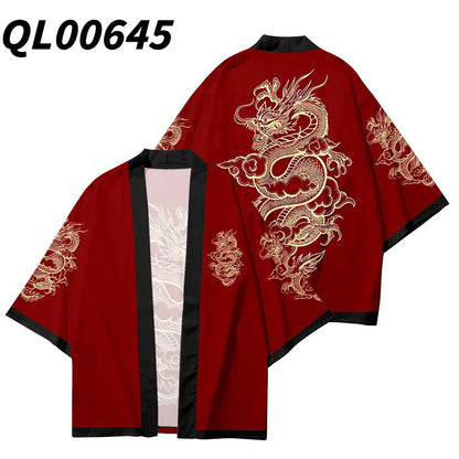 Japanese Ukiyo-e Koi Fish Kimono Cape for Cosplay