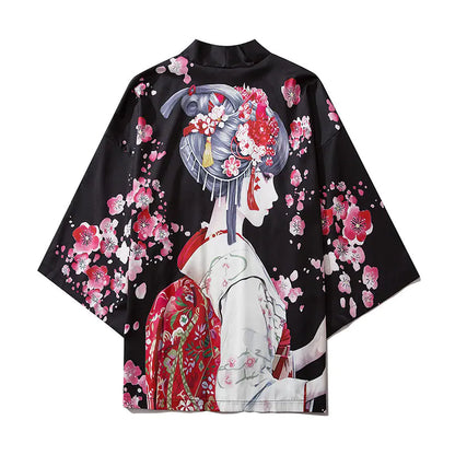 Japanese Ukiyo-e Koi Fish Kimono Cape for Cosplay