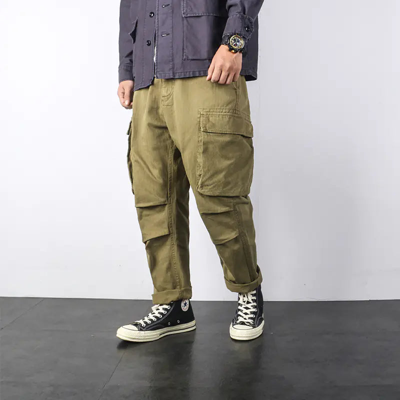 Japanese Loose Retro Military Style Overalls Pants