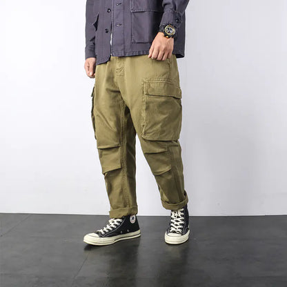 Japanese Loose Retro Military Style Overalls Pants