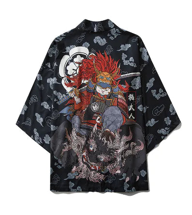 Japanese Printed Kimono Cloak Jacket for Men and Women