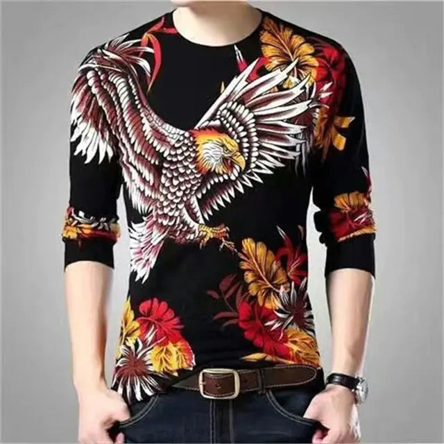 Men's 3D Printed Dragon Tiger EagleLong Sleeve T-Shirt