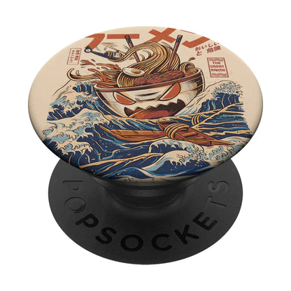 Great Ramen of Kanagawa Japan Ramen Kawaii Noodles Anime PopSockets Adhesive PopGrip