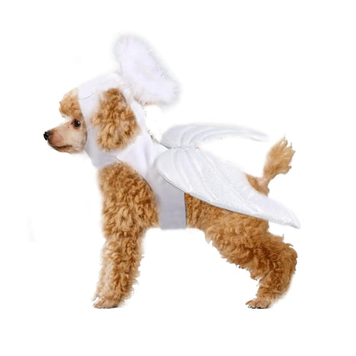 HDKUW Halloween Pet Costume Angel Halo Wings Heavenly Clothes Set for Small Dogs Creative Cat Makeover Clothes for Halloween Festival Party Special Events S