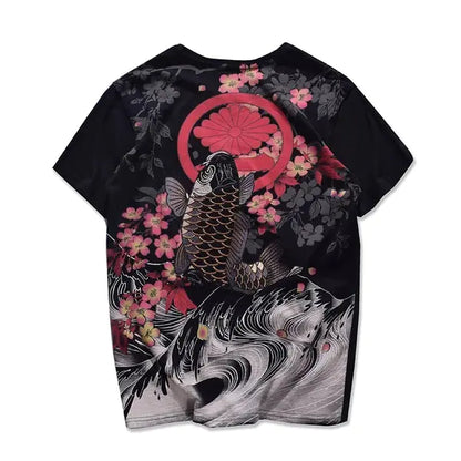 Embroidered Koi Fish T-shirt in Chinese Style