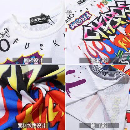 Men's Loose Fit Graffiti Print Short Sleeve T-Shirt